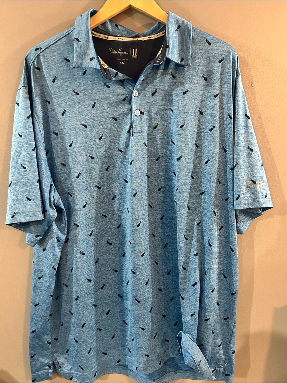 Walter Hagen Light Blue Polo with Black Print